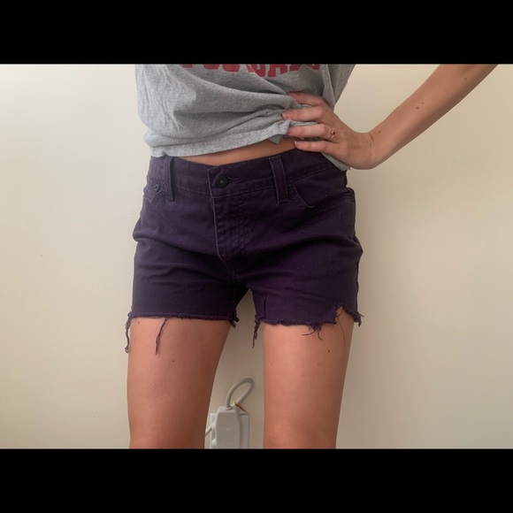 dark purple denim shorts